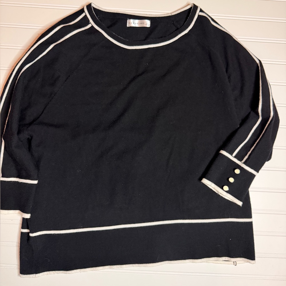 Retrology Black Sweater with White Trim - Picture 1 of 2